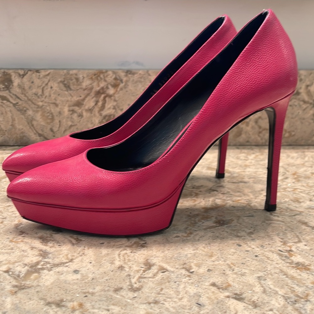 Barbie Pink Saint Laurent Paris Platform Heels, Size 38 - Picture 3 of 12